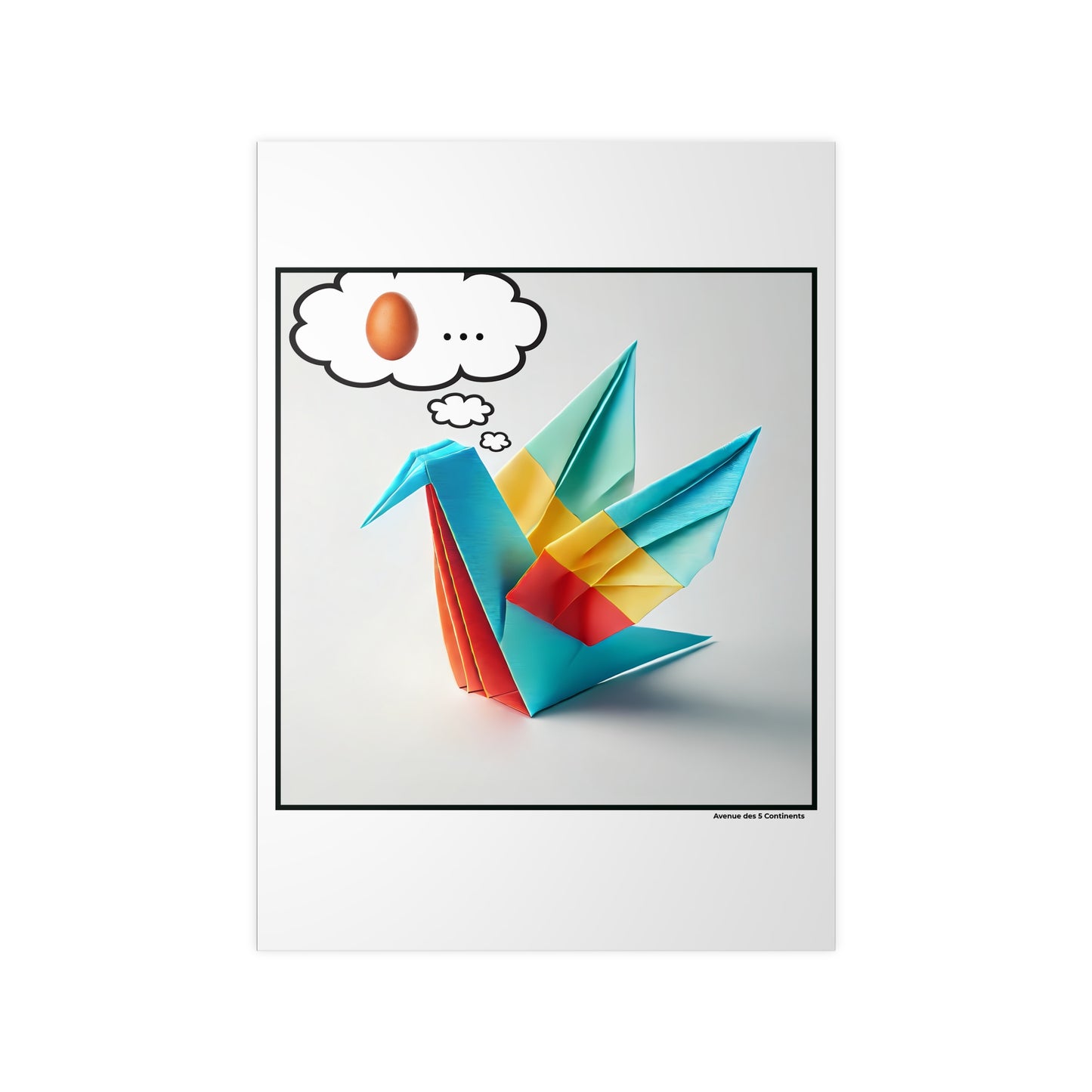 Affiche Artistique Origami Oiseau, Pliage en Papier Japonais, Collection Asie, Poster d'Art Mural et Décoration Originale