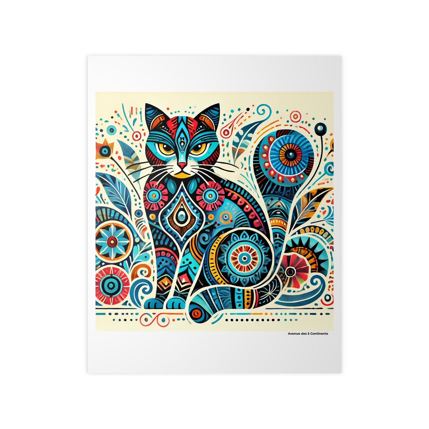 Affiche Artistique Chat d'Océanie, Collection Océanie, Poster d'Art Mural et Décoration Originale