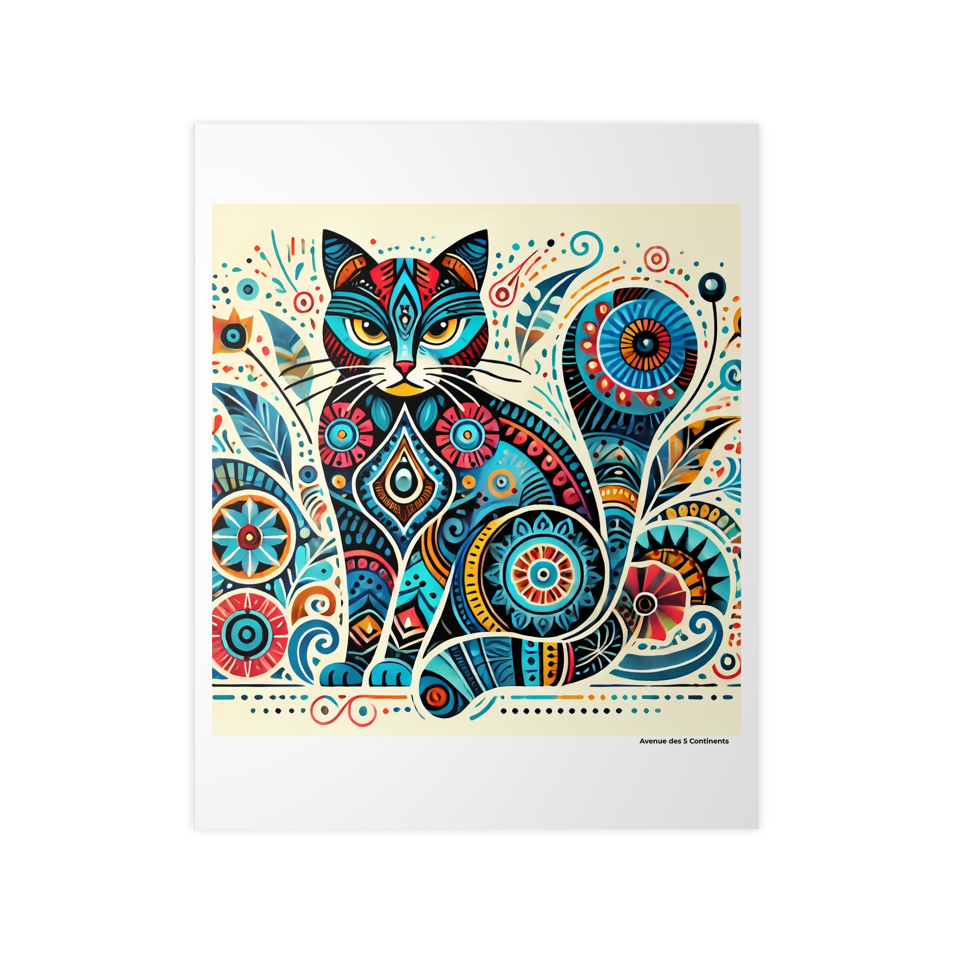 Affiche Artistique Chat d'Océanie, Collection Océanie, Poster d'Art Mural et Décoration Originale
