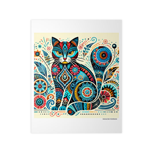 Affiche Artistique Chat d'Océanie, Collection Océanie, Poster d'Art Mural et Décoration Originale