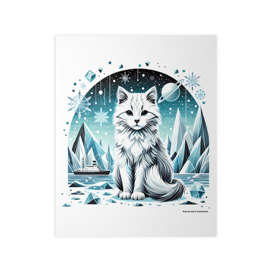 Affiche Artistique Chat Prince Félin du Palais des Glaces de l'Antarctique, Collection Antarctique, Poster d'Art Mural et Décoration Originale