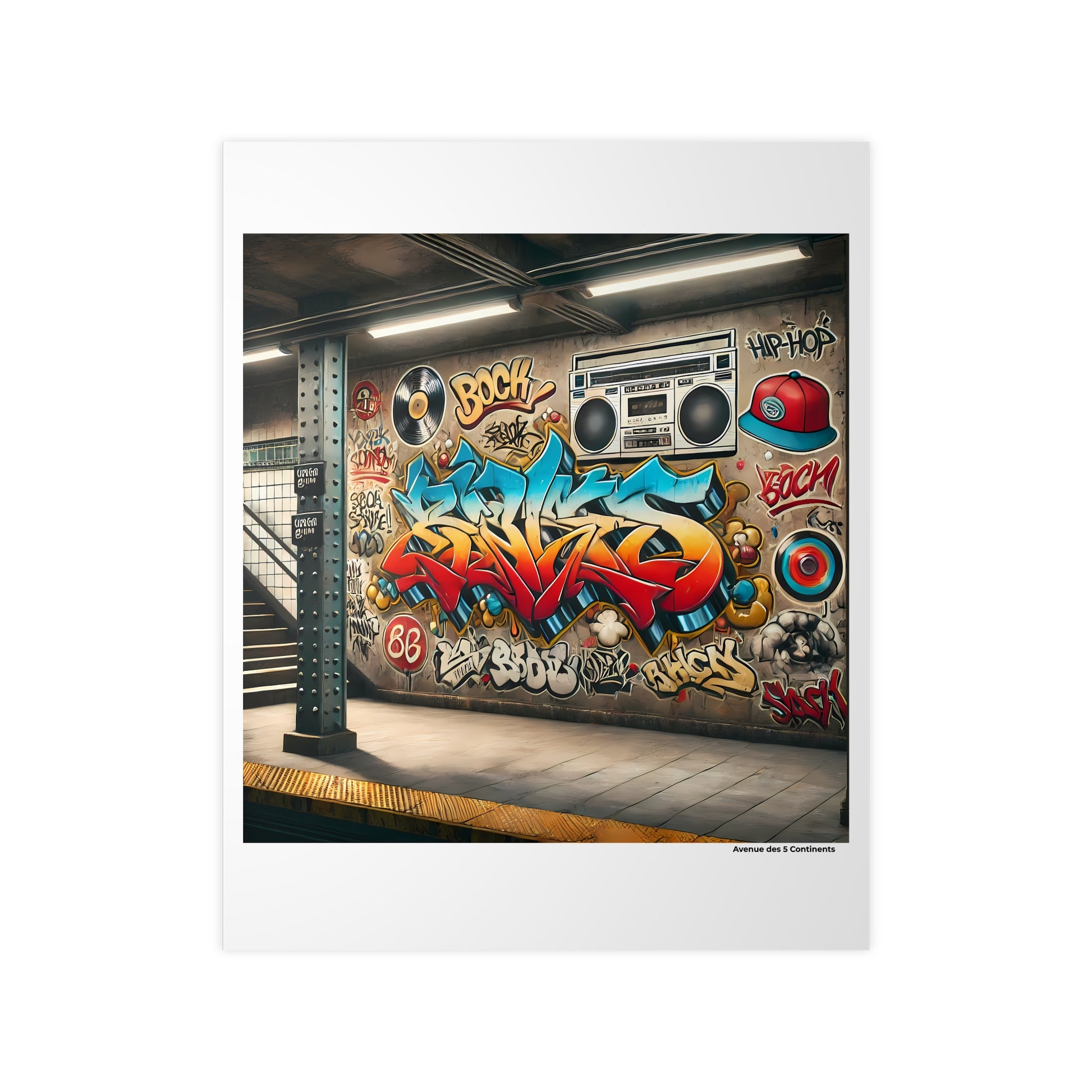 Affiche Artistique Graffiti et Tags Street Art dans le Métro Américain Subway, Collection Amérique, Poster d'Art Mural et Décoration Originale