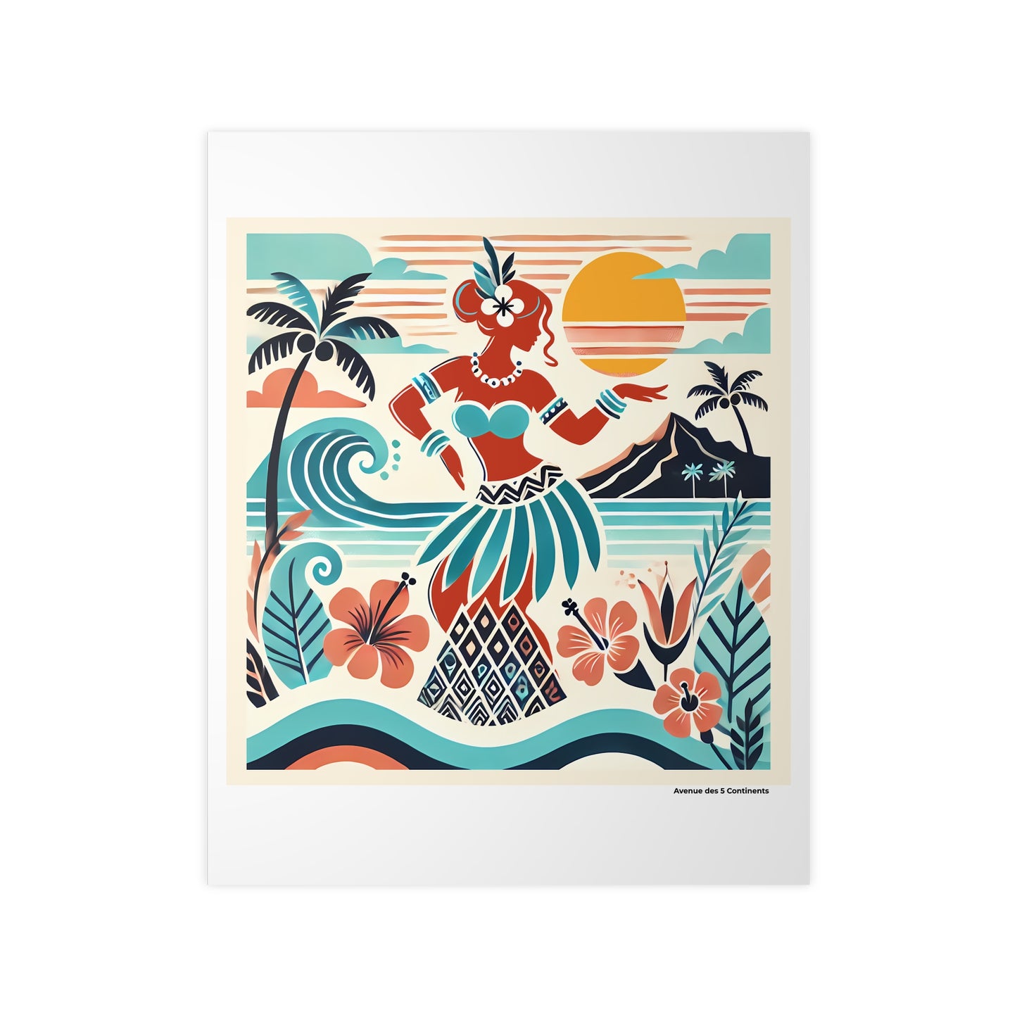 Affiche Artistique Danseuse Tahitienne, Collection Océanie, Poster d'Art Mural et Décoration Originale