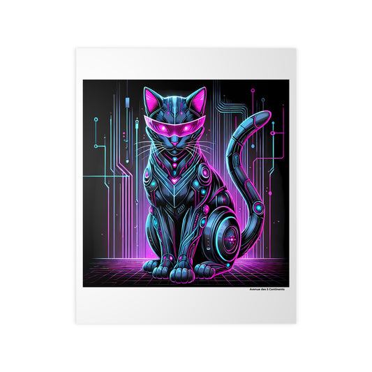 Affiche Artistique Chat Cyberpunk Asiatique, Collection Asie, Poster d'Art Mural et Décoration Originale