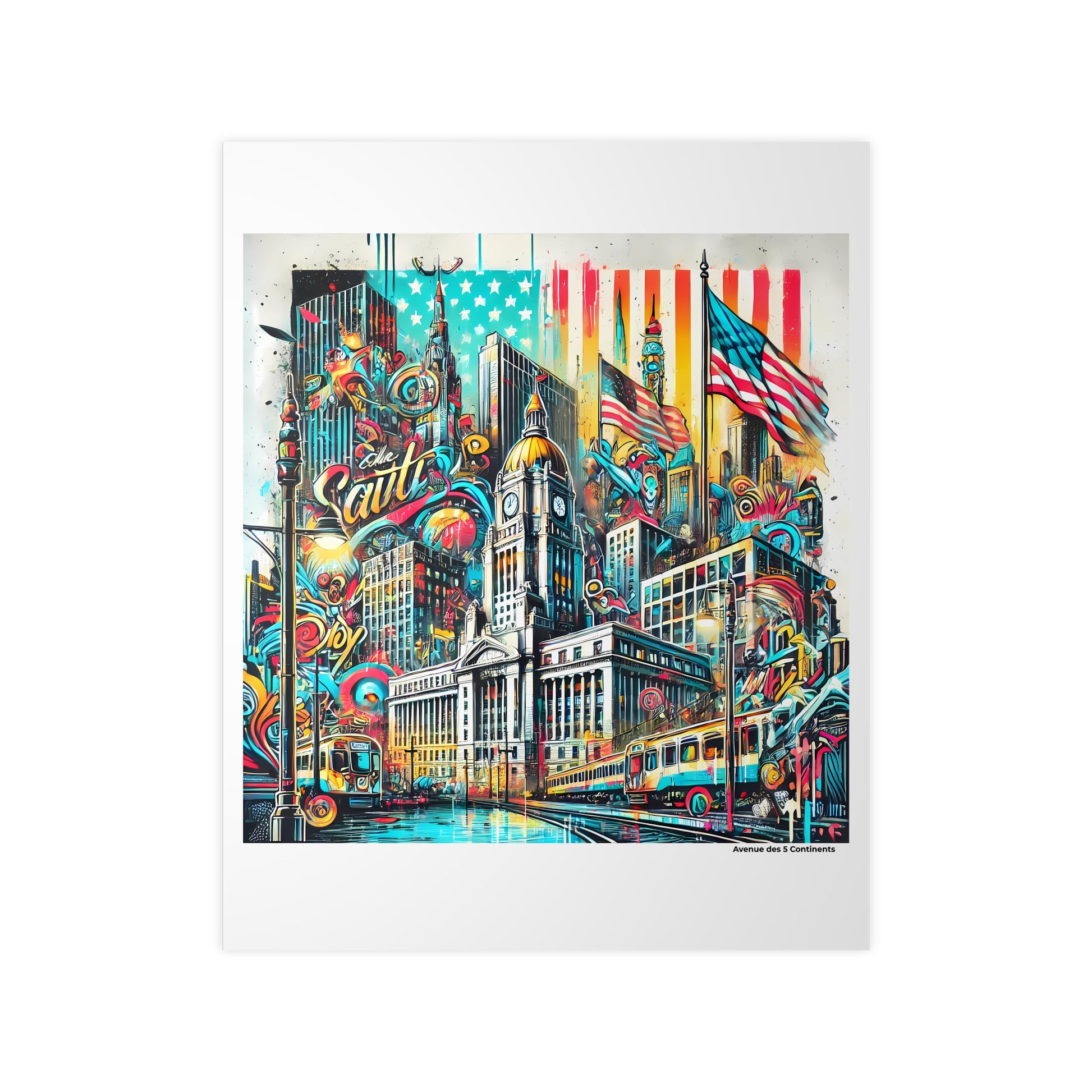 Affiche Artistique Street Art Grunge Graffiti : Amérique, Collection Amérique, Poster d'Art Mural et Décoration Originale