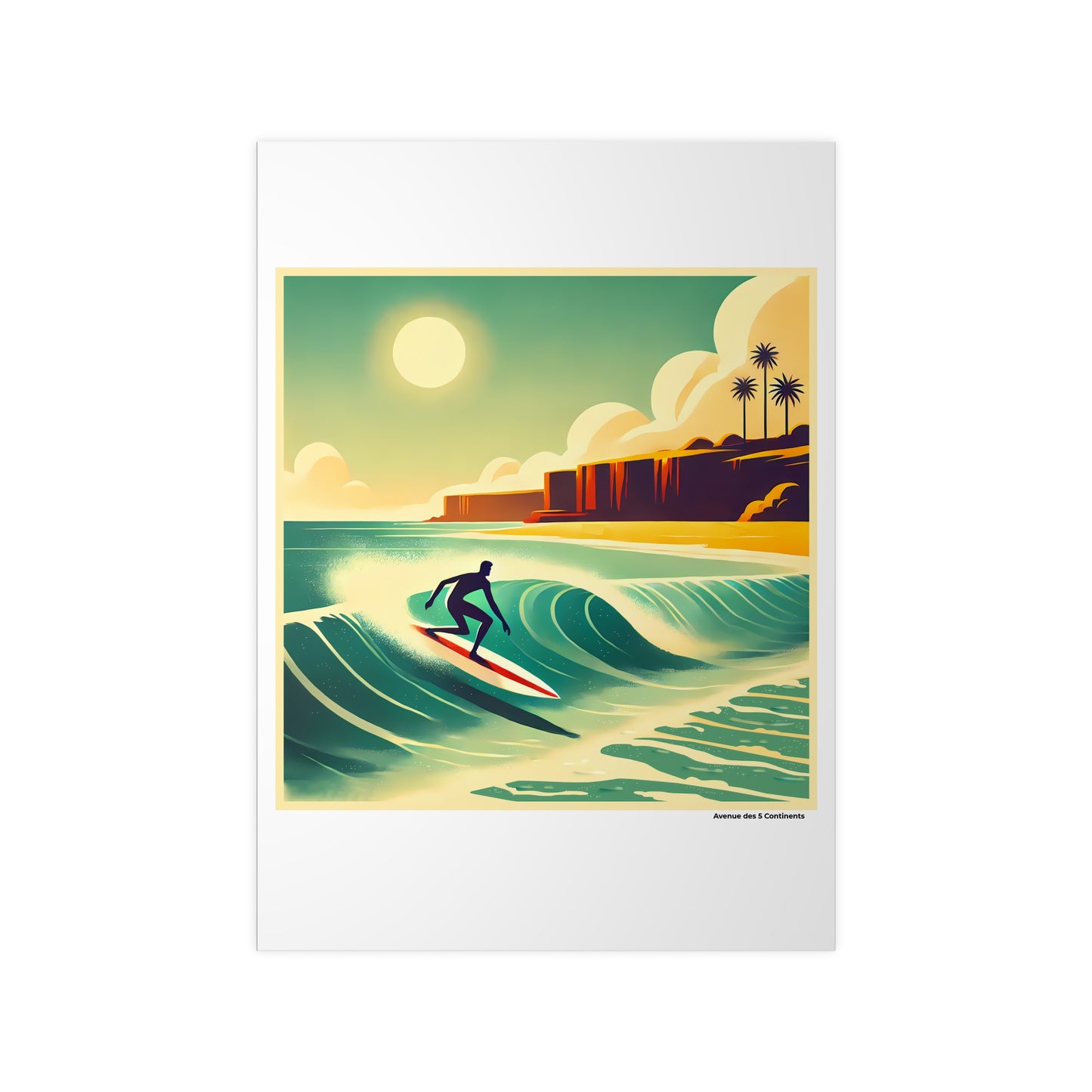 Affiche Artistique Surfeur sur la Vague de l'Océan Pacifique en Océanie, Collection Océanie, Poster d'Art Mural et Décoration Originale