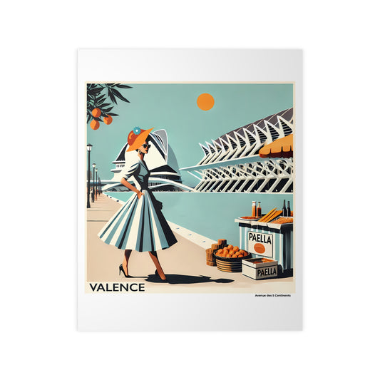 Affiche Artistique Valence Rétro Vintage, Espagne, Collection Europe, Poster d'Art Mural et Décoration Originale
