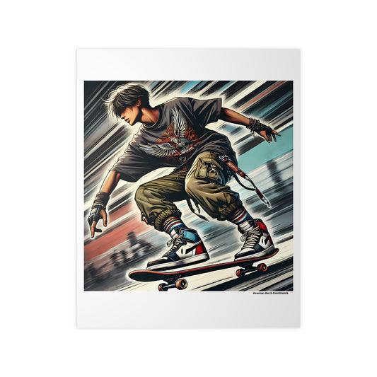 Affiche Artistique Homme Skateur : Figure sur Skateboard en Amérique, Collection Amérique, Poster d'Art Mural et Décoration Originale