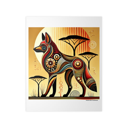 Affiche Artistique Chien Africain parmi les Acacias, Collection Afrique, Poster d'Art Mural et Décoration Originale