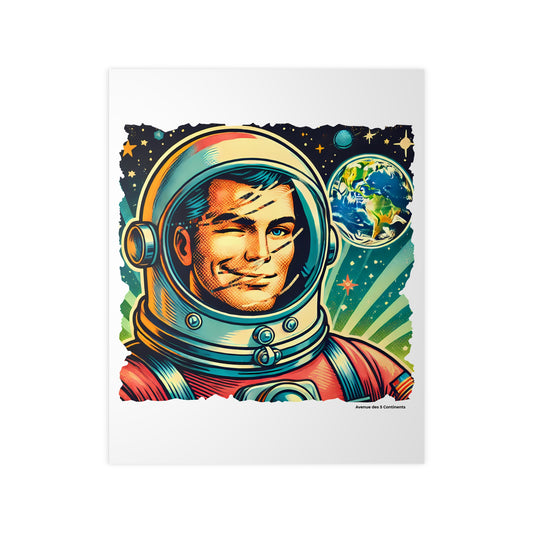 Affiche Artistique Homme Astronaute Américain Rétro Vintage, Collection Amérique, Poster d'Art Mural et Décoration Originale