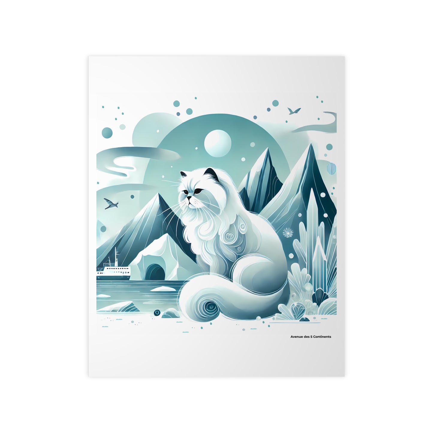 Affiche Artistique Chat des Neiges de l'Antarctique, Collection Antarctique, Poster d'Art Mural et Décoration Originale