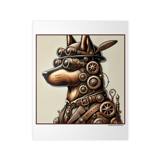 Affiche Artistique Chien Steampunk Européen, Collection Europe, Poster d'Art Mural et Décoration Originale