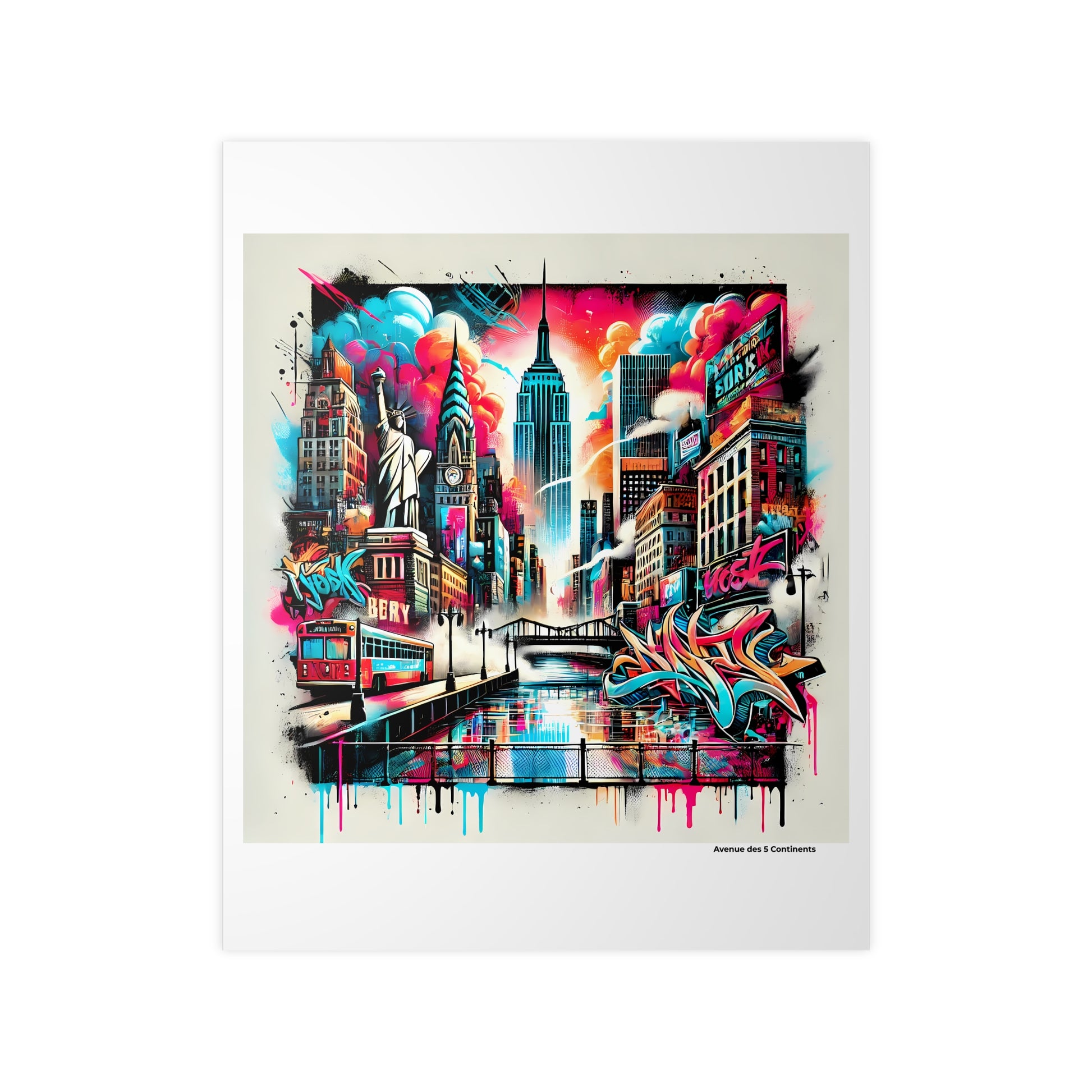 Affiche Artistique Street Art Rock Graffiti : New York États-Unis, Collection Amérique, Poster d'Art Mural et Décoration Originale