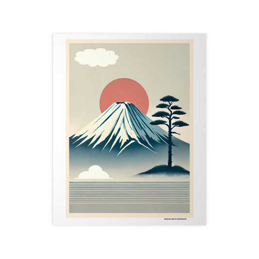 Affiche Artistique Bonsaï dans la Brume du Mont Fuji, Collection Asie, Poster d'Art Mural et Décoration Originale